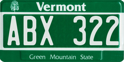 VT license plate ABX322