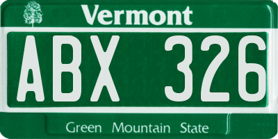 VT license plate ABX326