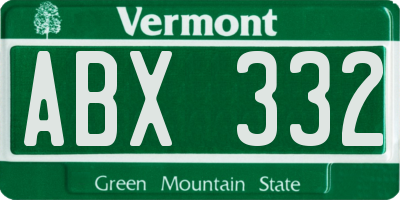VT license plate ABX332