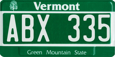 VT license plate ABX335