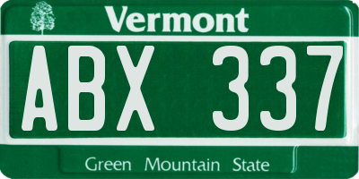 VT license plate ABX337