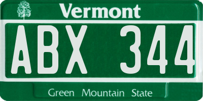 VT license plate ABX344