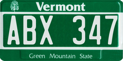 VT license plate ABX347
