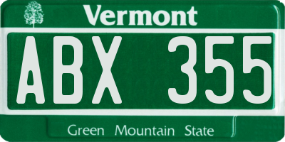VT license plate ABX355