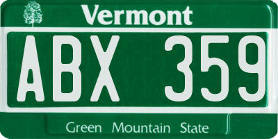 VT license plate ABX359
