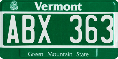 VT license plate ABX363