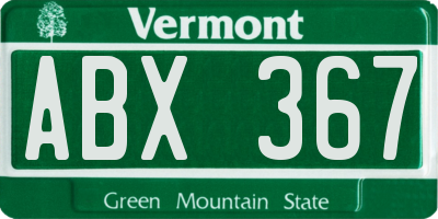 VT license plate ABX367