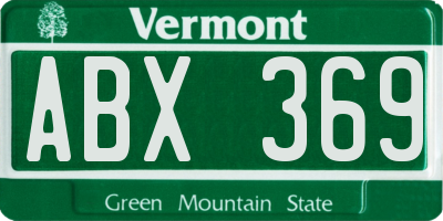 VT license plate ABX369