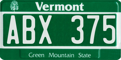 VT license plate ABX375