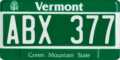 VT license plate ABX377