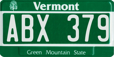 VT license plate ABX379