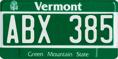 VT license plate ABX385