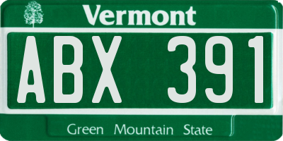 VT license plate ABX391