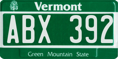 VT license plate ABX392
