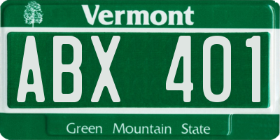 VT license plate ABX401