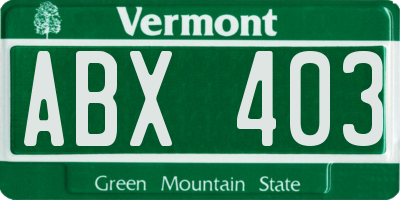 VT license plate ABX403