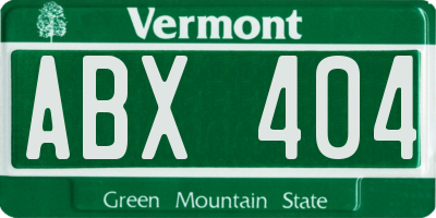 VT license plate ABX404