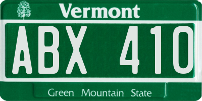 VT license plate ABX410