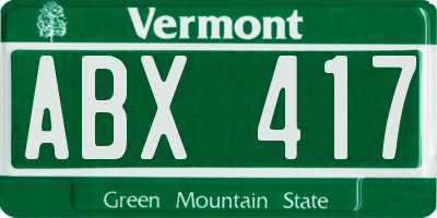 VT license plate ABX417