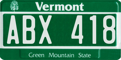 VT license plate ABX418