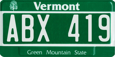 VT license plate ABX419
