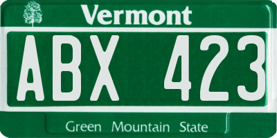 VT license plate ABX423