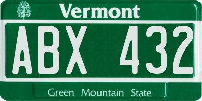 VT license plate ABX432