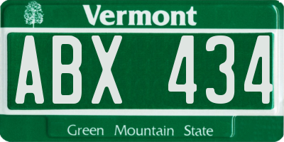 VT license plate ABX434