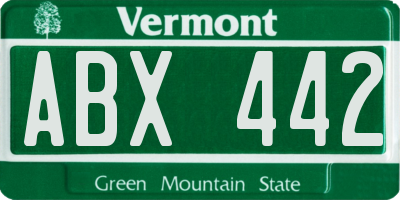 VT license plate ABX442