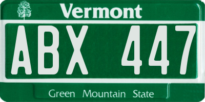 VT license plate ABX447