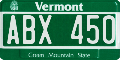 VT license plate ABX450