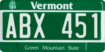 VT license plate ABX451