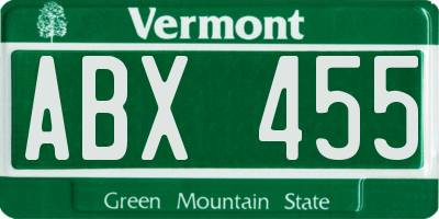 VT license plate ABX455