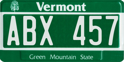 VT license plate ABX457