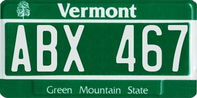 VT license plate ABX467