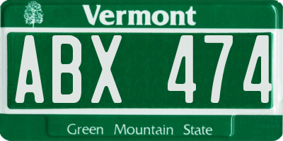 VT license plate ABX474