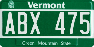VT license plate ABX475