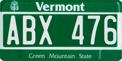 VT license plate ABX476