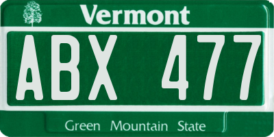 VT license plate ABX477