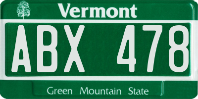 VT license plate ABX478