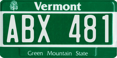 VT license plate ABX481