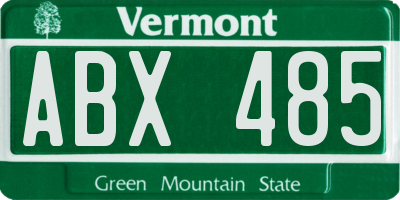 VT license plate ABX485