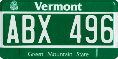 VT license plate ABX496