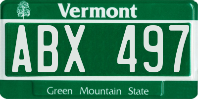 VT license plate ABX497