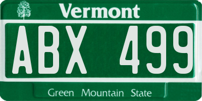 VT license plate ABX499