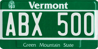 VT license plate ABX500