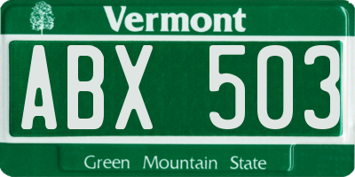 VT license plate ABX503