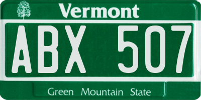 VT license plate ABX507