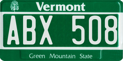 VT license plate ABX508