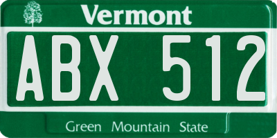 VT license plate ABX512